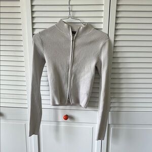 Brandy Melville Double Zipper Ribbed Zip-Up Sweater